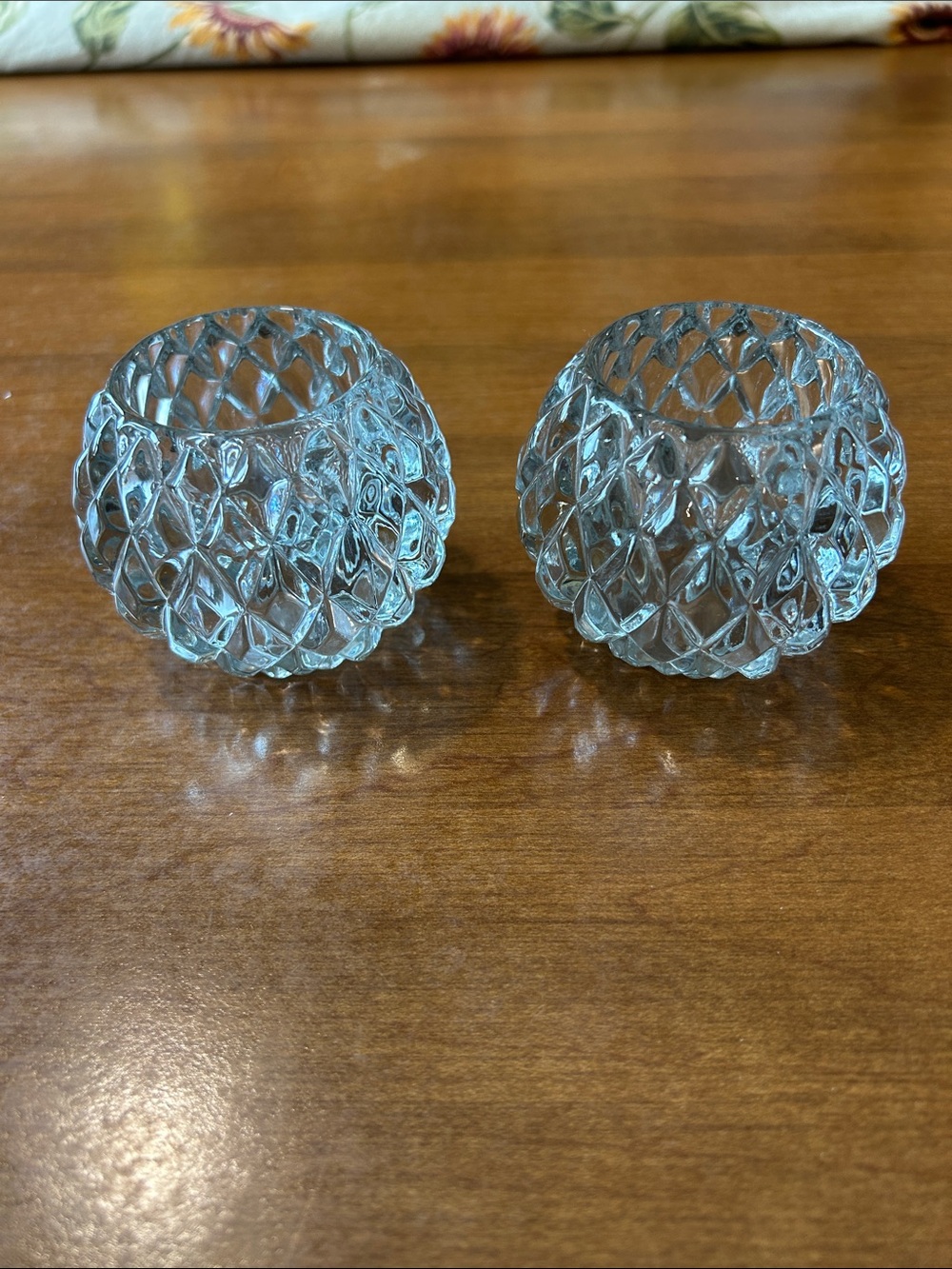 Clear Textured Glass Tea Light Holders - Set of 2 Home Interiors